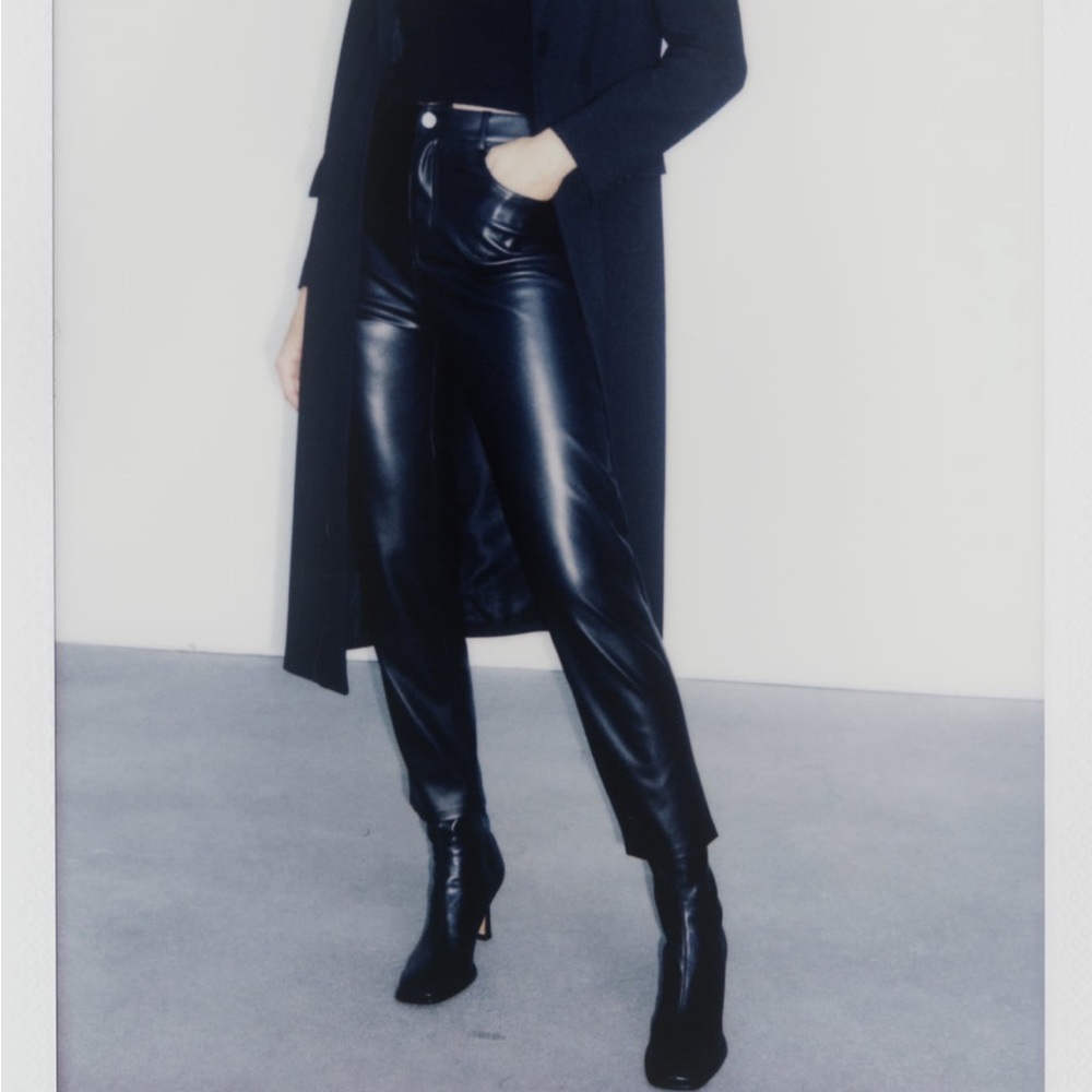 Zara Black Leather Pants size 2 - Picture 3 of 3